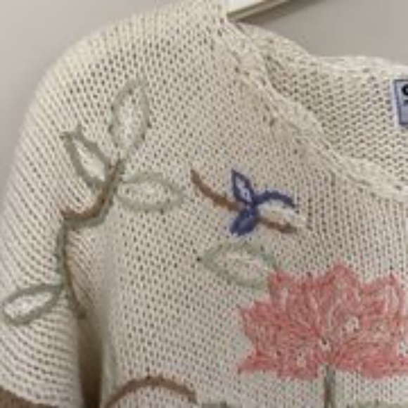 Vintage 90s Gina Peters floral knit embroidered sweater - Picture 8 of 8